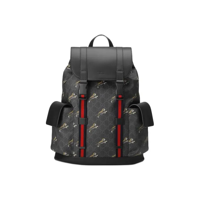GUCCI Canvas With Leather Backpack Men's Black-0