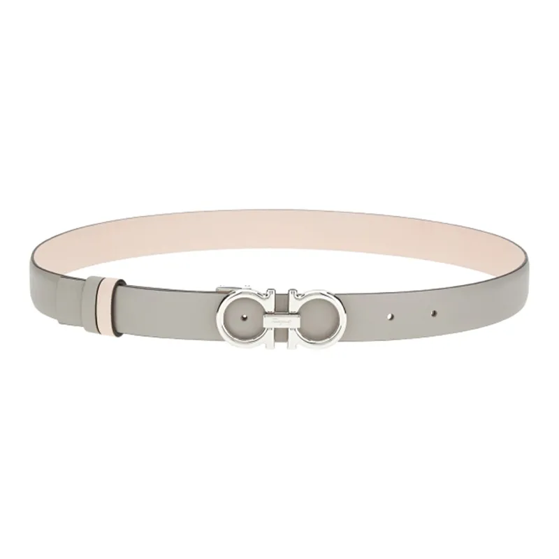 Ferragamo Gancini Leather Belts Women's Gray-2