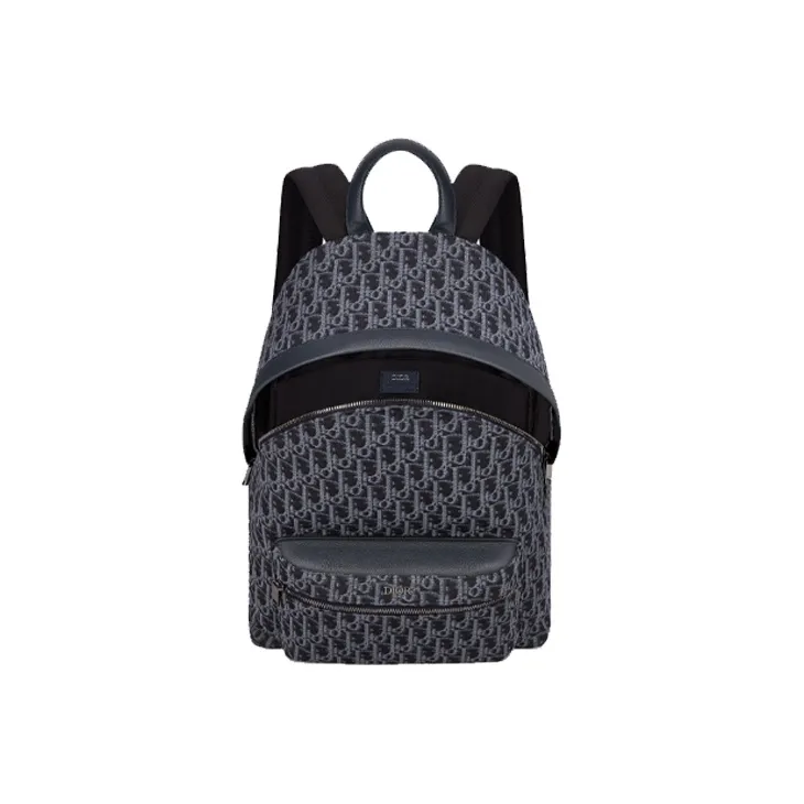 DIOR Leather Backpack Men's Blue-3
