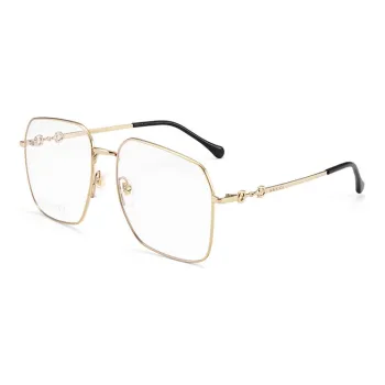GUCCI Alloy Square Eyeglass Frames Unisex Gold