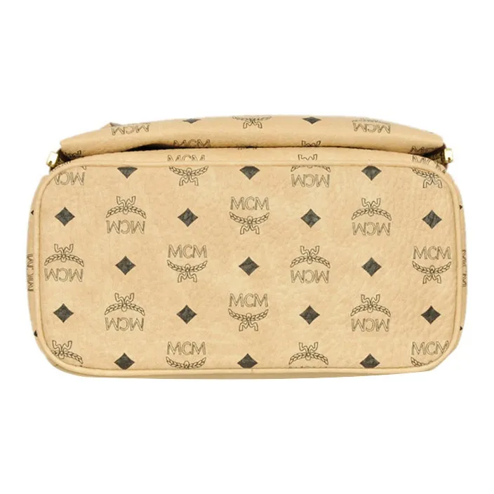 MCM Stark Visetos Leather Backpack Unisex Beige-3