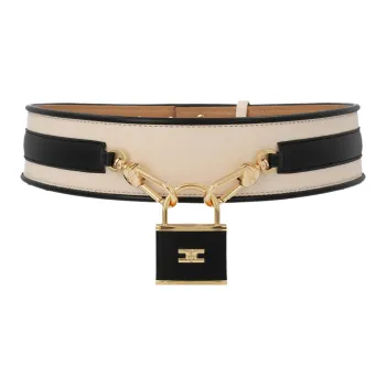 Elisabetta Franchi Leather Belts Unisex White/Black