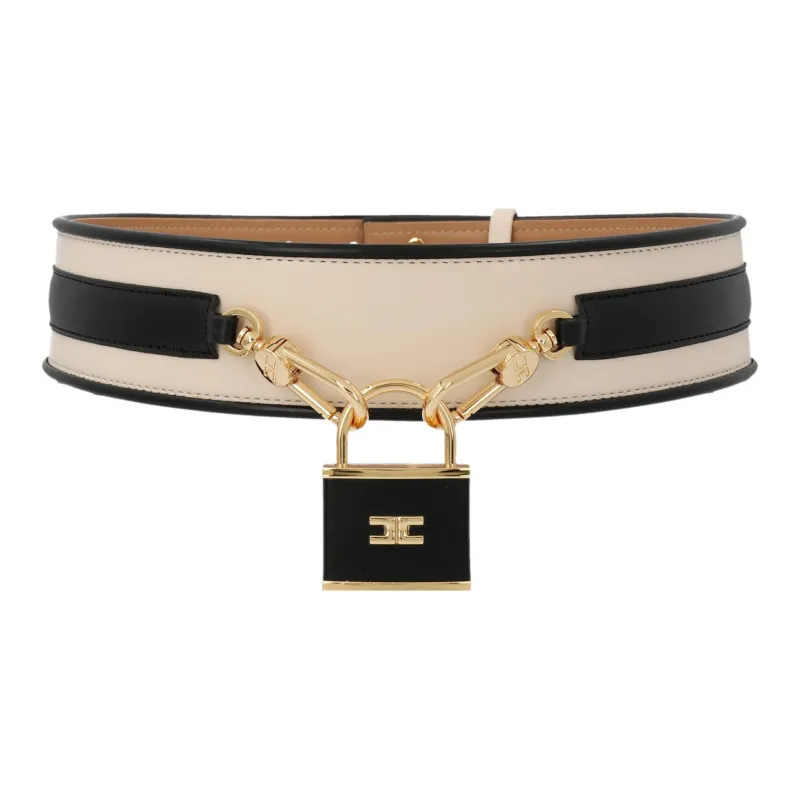Elisabetta Franchi Leather Belts Unisex White/Black-0