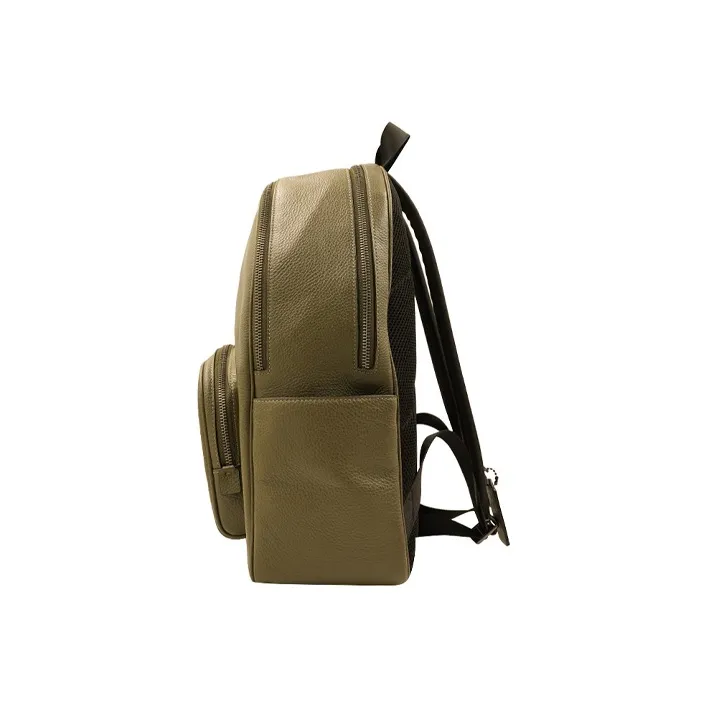 COACH Court Leather Large Capacity Backpack Large Size Unisex Olive Green-2