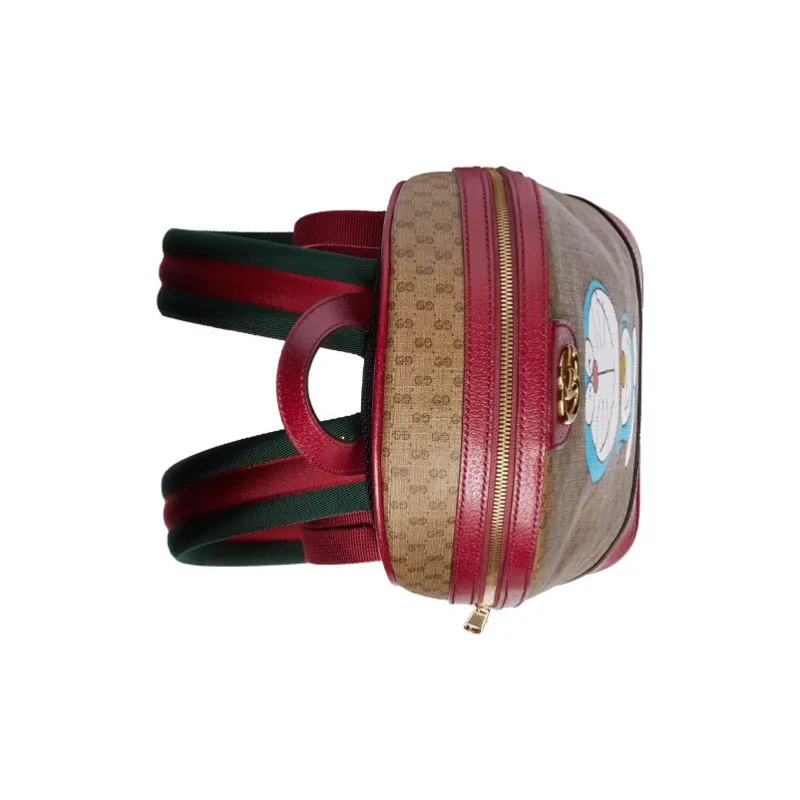 GUCCI Doraemon Collaboration Canvas With Leather Backpack Regular Unisex Ebony/Red-4