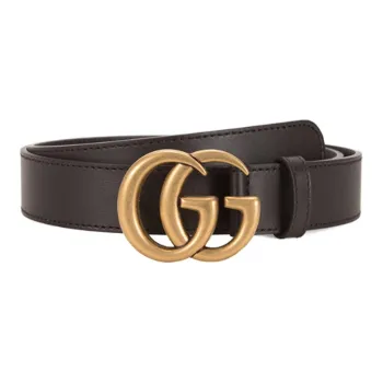 GUCCI Double G Buckle Leather Belt 1.5'W