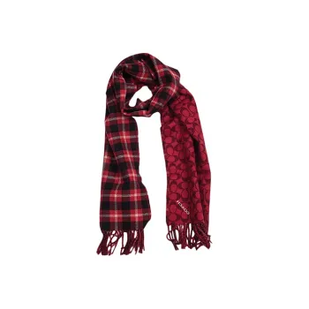 COACH Knit Scarves Unisex Red Plaid