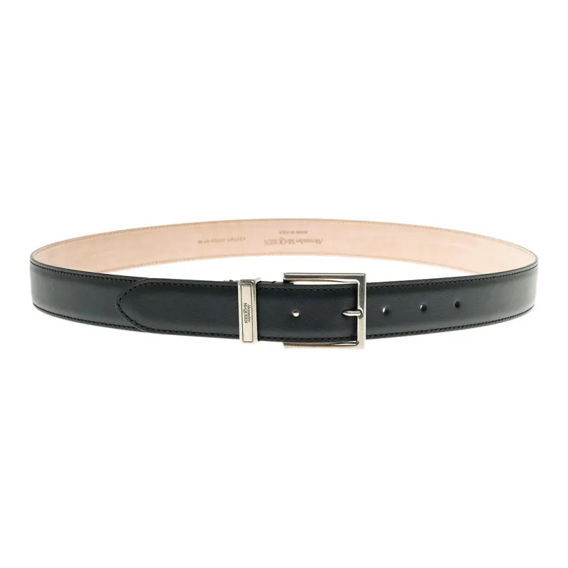 Alexander McQueen Leather Leather Belts Men's Black Width  3cm-1