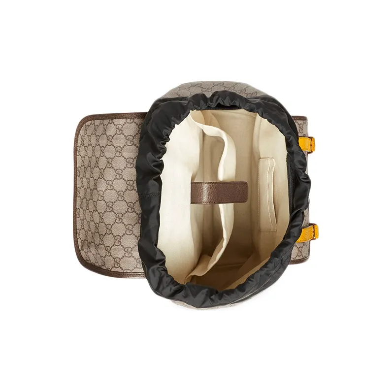 GUCCI Neo Vintage Series Canvas With Leather Backpack Unisex Ebony/Brown-3