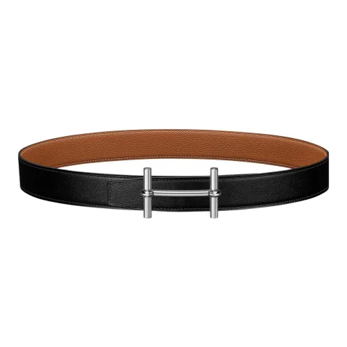 HERMES Chaine D'Ancre To Go Leather Belts Women's Black/Gold