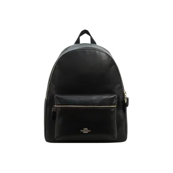 COACH Charlie Leather Backpack Large Size Women's Black