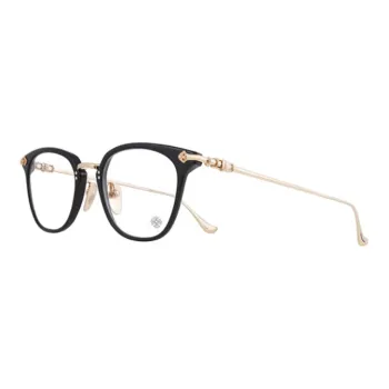 Chrome Hearts Plate And Metal Square Eyeglass Frames Unisex Black Gold