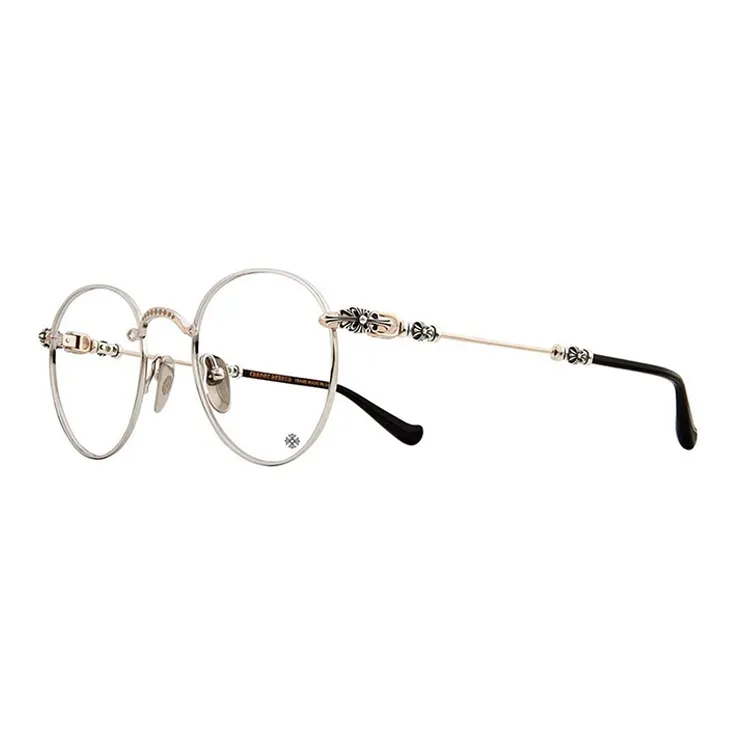 Chrome Hearts Alloy Round Eyeglass Frames Unisex Bright Silver-0