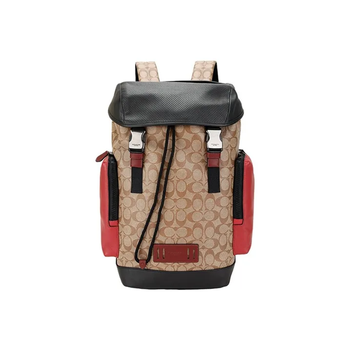COACH Ranger Artificial Leather Backpack Tubas Khaki Black-0