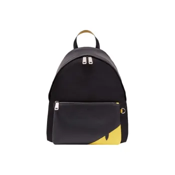 FENDI Nylon With Leather Backpack Men's Black