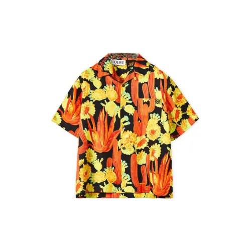 LOEWE Cactus Print Silk Bowling Shirt 