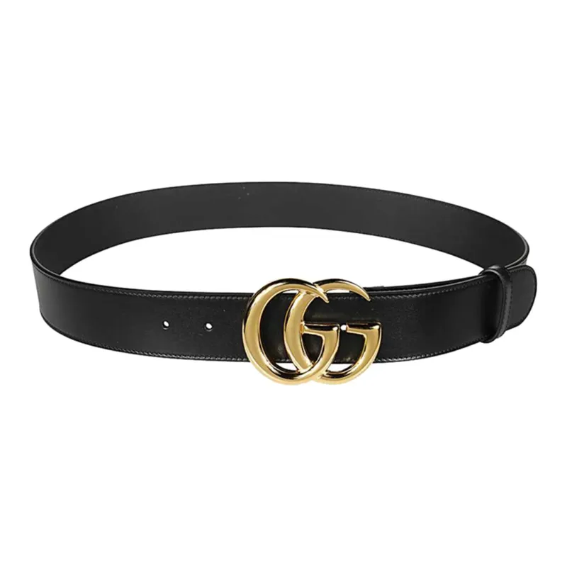 GUCCI Cow Leather Leather Belts Women's Black Width  4cm-1