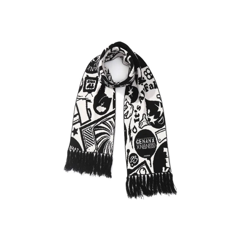 GENANX Scarves Unisex Black White-0