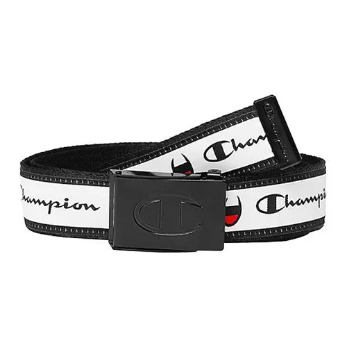 Champion Leather Belts Unisex White With Black Edges