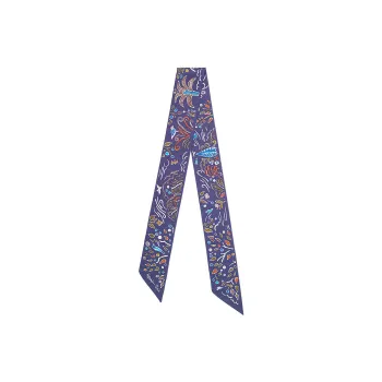 HERMES Silk Scarves Women's Dark Blue