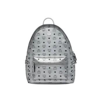 MCM Stark Visetos Canvas Backpack Women's Silver