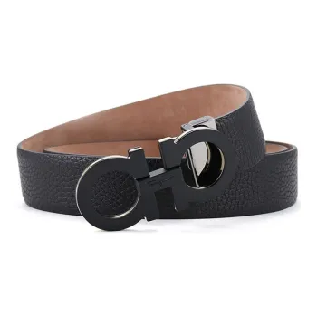 FERRAGAMO Cow Leather Belts Unisex Width 3.5 Cm