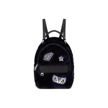 Furla Favola Leather Patchwork Backpack Mini Women's Black
