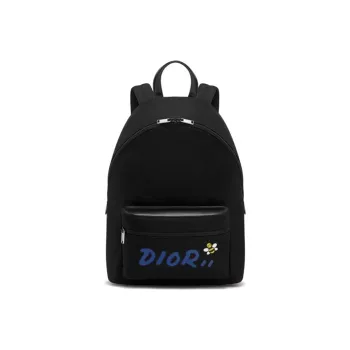 DIOR X Kaws Rider Backpack Blue Logo Nylon Black