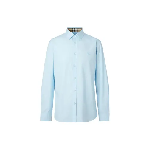 Burberry Shirts Men Light Blue