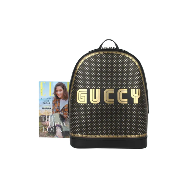 GUCCI Leather Backpack Large Size Men's Black-3