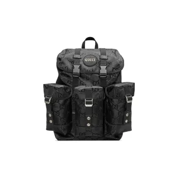 GUCCI Nylon With Leather Backpack Men's Black