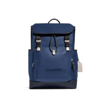 COACH Canvas With Leather Backpack Large Size Men's Black Copper & Dark Blue