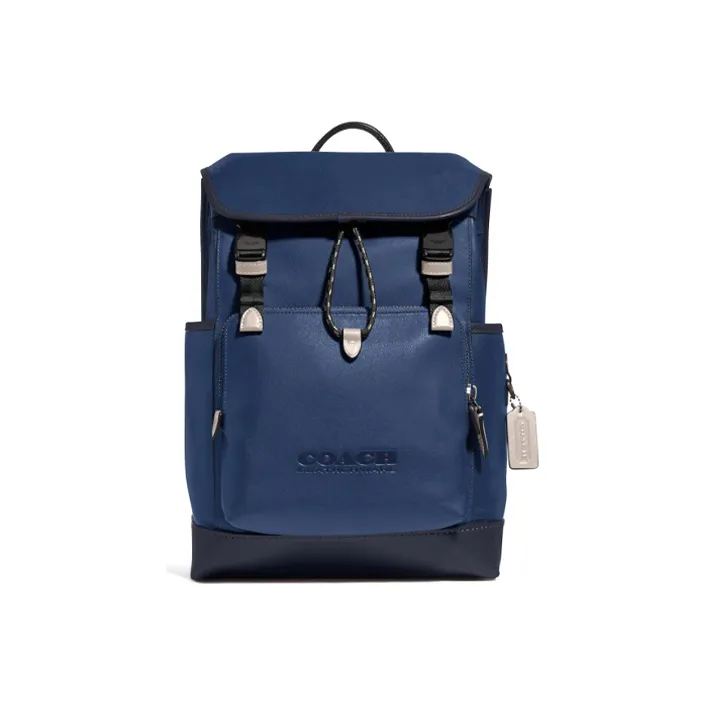 COACH Canvas With Leather Backpack Large Size Men's Black Copper & Dark Blue-0