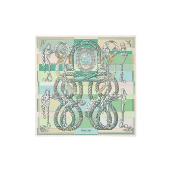 HERMES Della Cavalleria Silk Scarves Women's Green