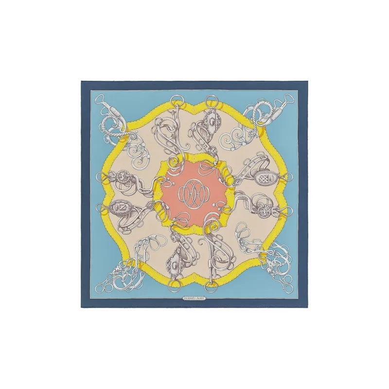 HERMES Silk Scarves Unisex Sky Blue-0