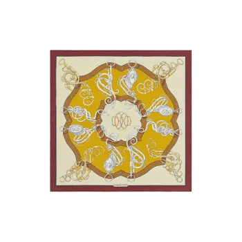 HERMES Lift Profile Silk Scarves Unisex Yellow