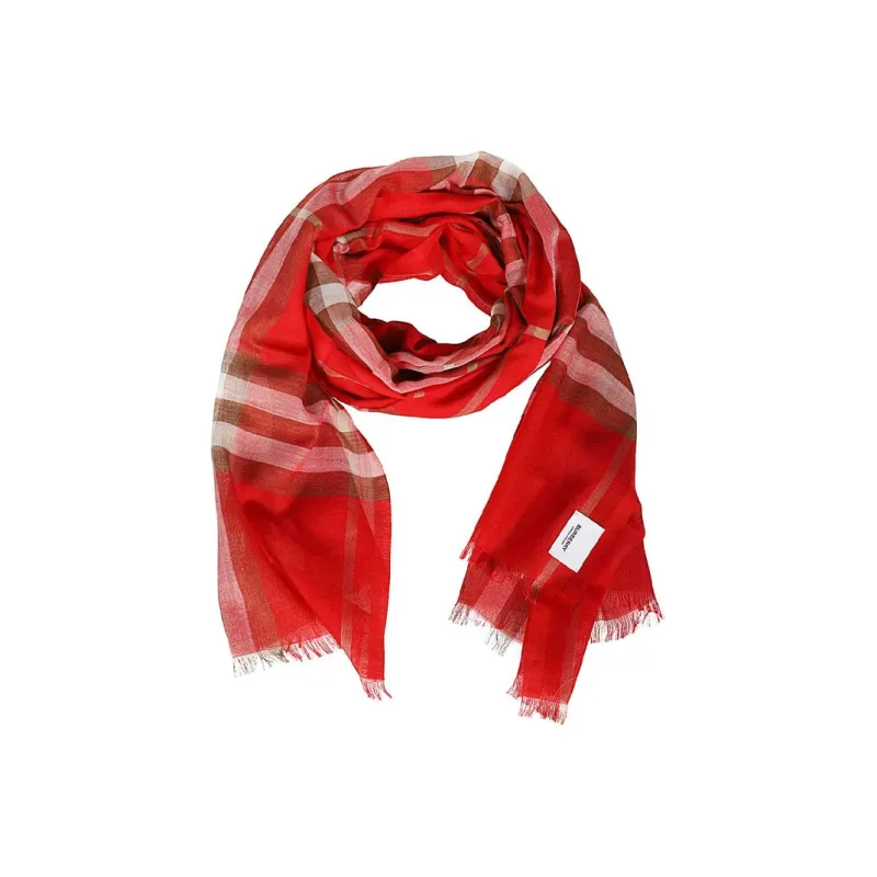 Burberry Silk Scarves Unisex Red-0