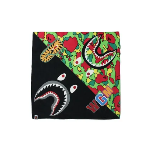 A BATHING APE Silk Scarves Unisex Black/Green