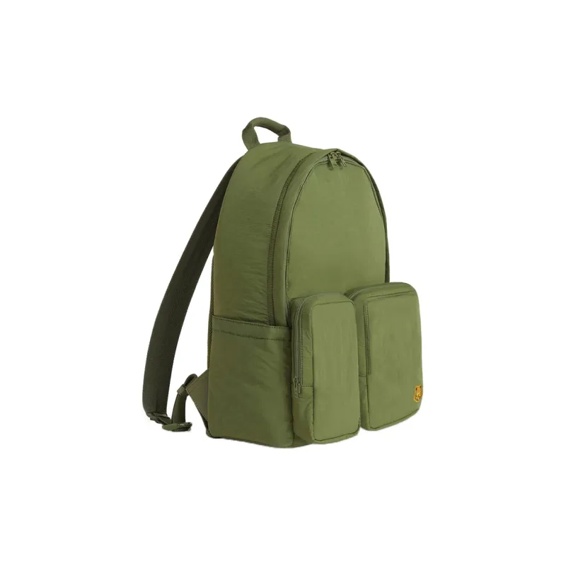 KENZO Nylon Fabric Backpack Unisex Khaki Green-1