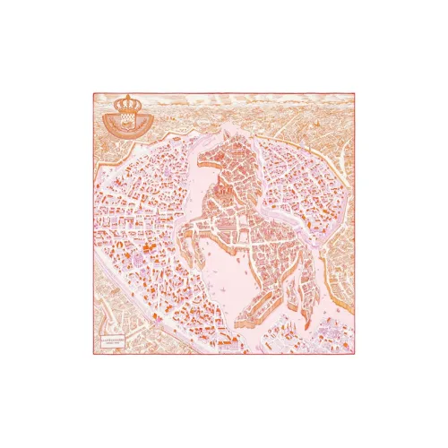 HERMES Silk Scarves Women's Pink Orange
