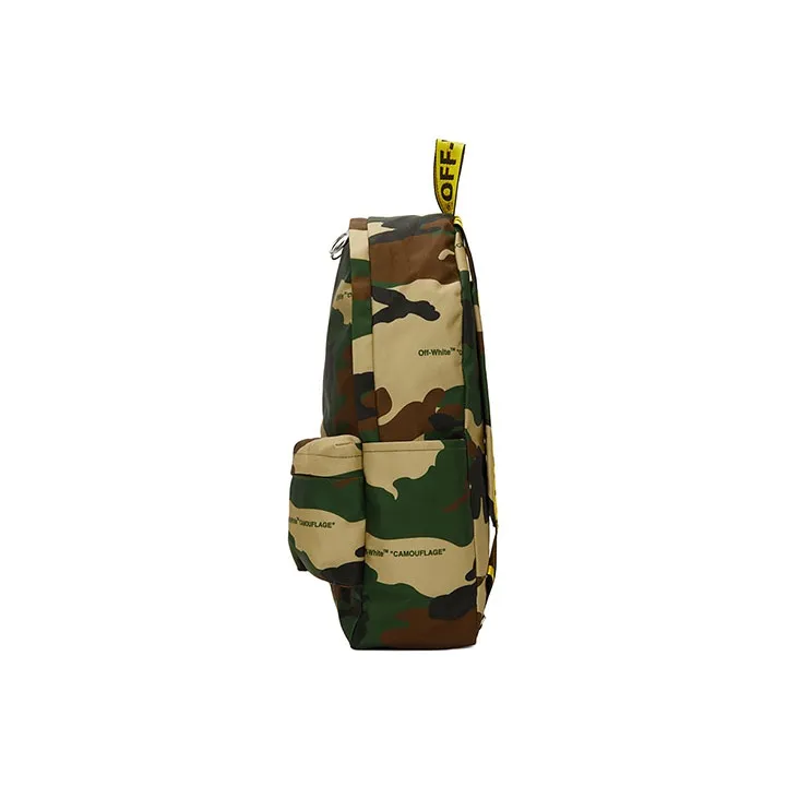 OFF WHITE Fabric Yellow Caution Line Bag Strap Backpack Unisex Green Camouflage-1