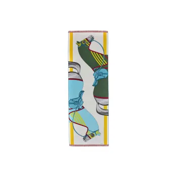 HERMES Silk Scarves Men Mixed Gray/Turquoise Blue