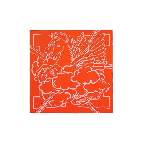 HERMES Silk Scarves Women's Vermilion/Pink