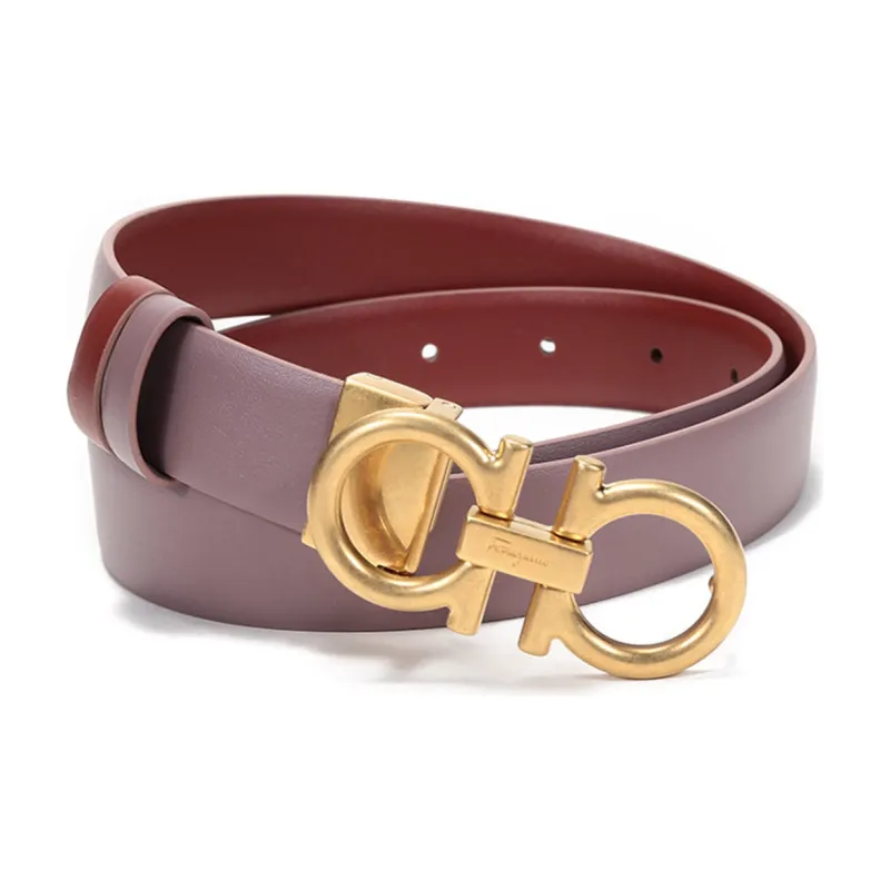 Ferragamo Leather Belts Women's Light Purple Brown-3