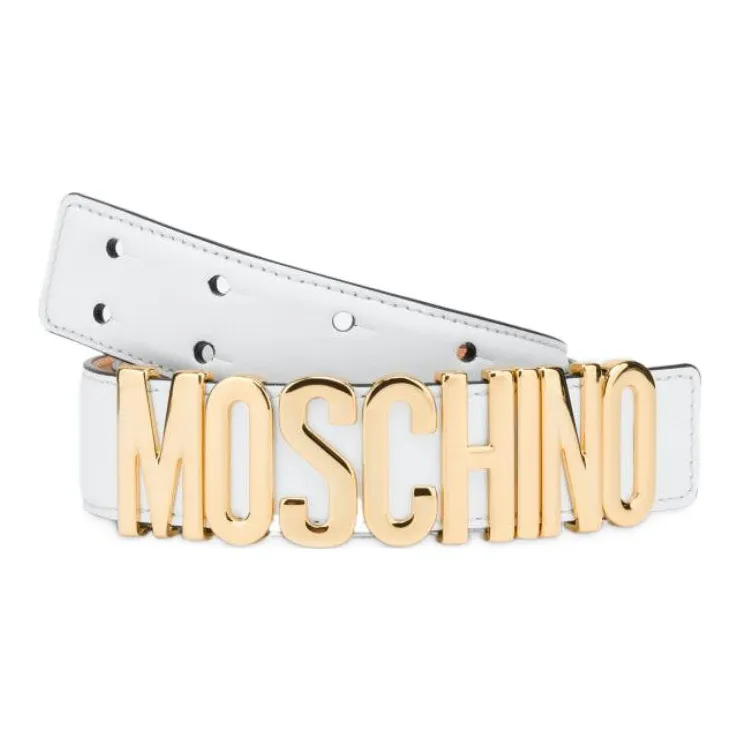 MOSCHINO Leather Belts Unisex White-2