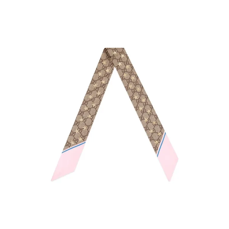 GUCCI Silk Scarves Unisex Pink Brown-1