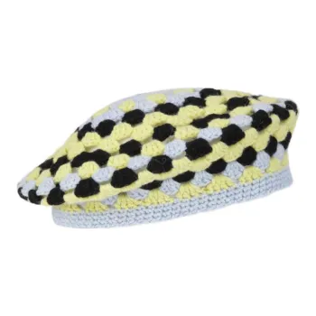 GANNI Berets Women's Black/Blue/Yellow
