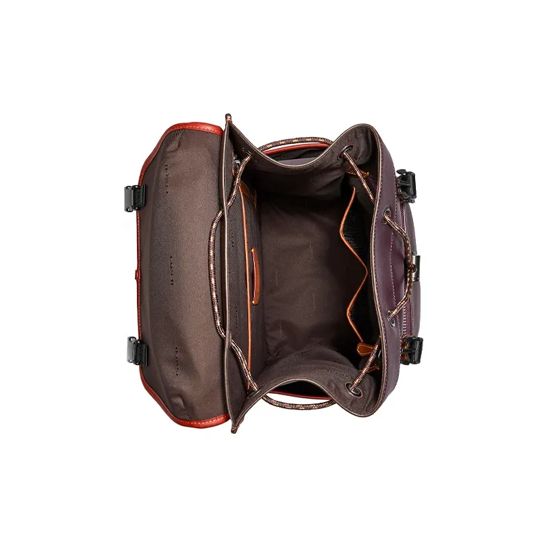 COACH Canvas With Cow Leather Backpack Large Size Men's Black Copper/Ox Blood-2