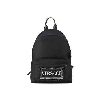 VERSACE Fabric Backpack Large Size Unisex Black