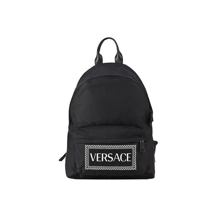VERSACE Fabric Backpack Large Size Unisex Black-0